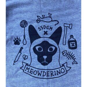 Port and Company Gray Tee with Black Cat 'Meowderino' Graphic